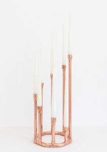 Copper Octagon Statement Candle Holder Tall Centrepiece - Little Deer