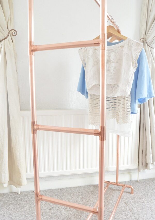 Copper Pipe Clothing Rail / Garment Rack / Clothes Storage With Ladder - Little Deer