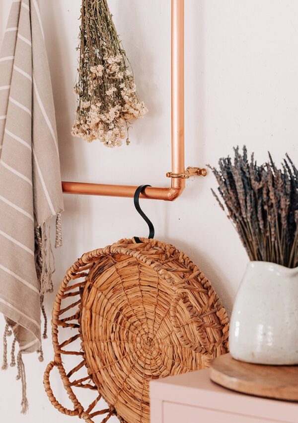 Wall Mounted Copper & Brass Hanging Rack Storage Unit Display - Little Deer